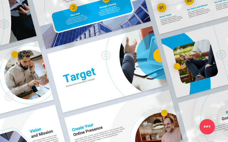 Alvo - modelo de PowerPoint de apresentação de plano de negócios