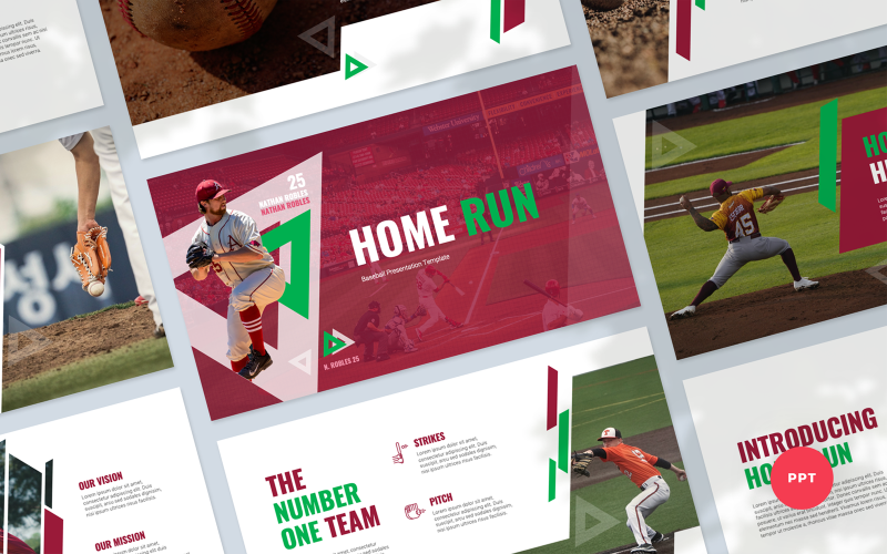 Home Run – Baseball bemutató PowerPoint sablon