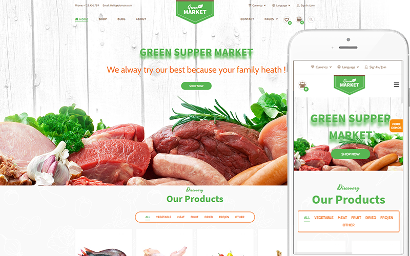Green Market - Tema WooCommerce para restaurante de alimentos orgánicos