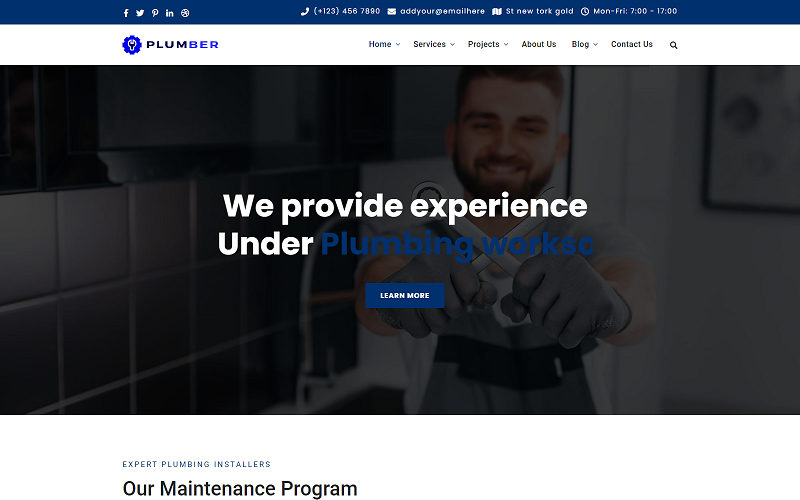 水管工和维修服务维护HTML模板