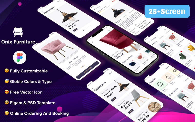 Onix - Möbler & Heminredning Shop App UI Mobile Kit