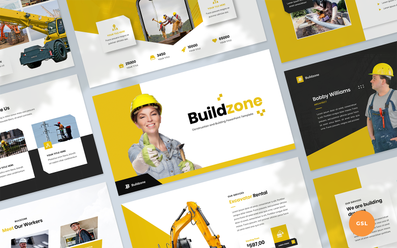 Buildzone - Шаблон Google Slides для презентации строительства и строительства
