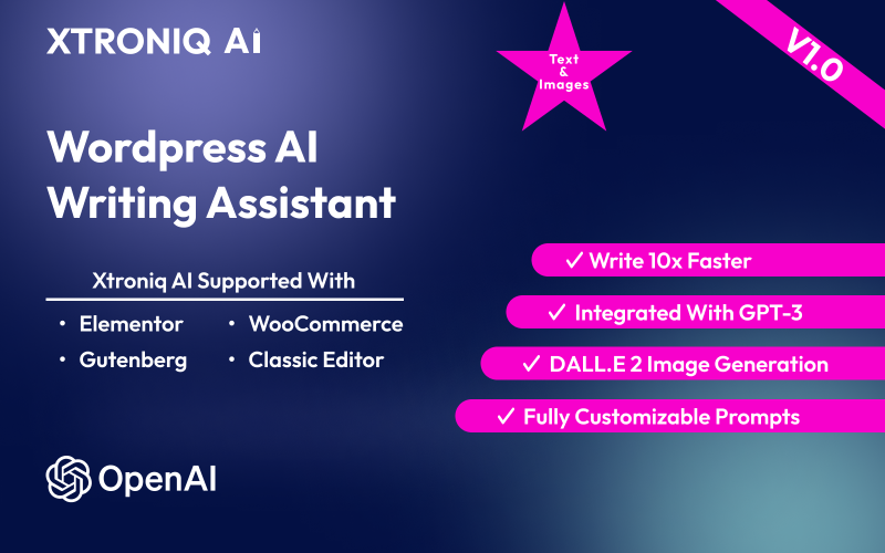 XtroniqAI - Strumenti di generazione di contenuti per la scrittura di WordPress AI | OpenAI GPT-4
