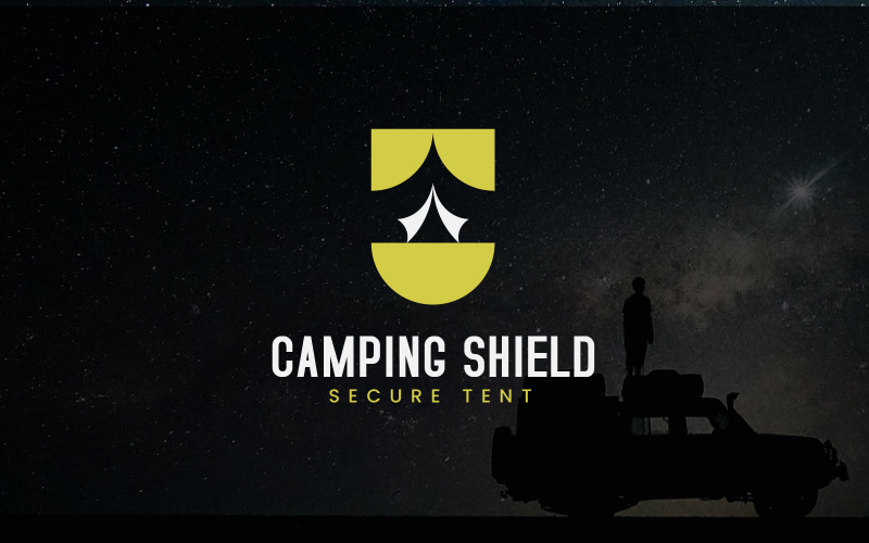 Camping schild veilige tent logo-ontwerp