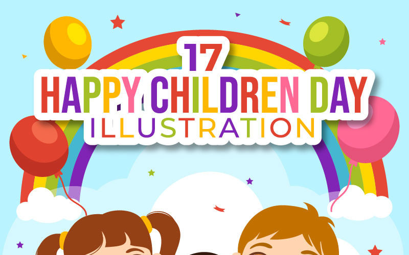 17 Счастливый день детей векторные иллюстрации