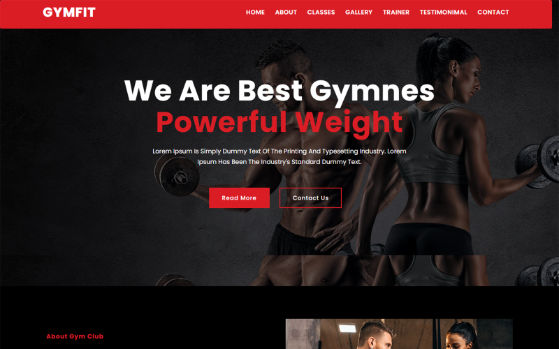 Szablon HTML5 strony internetowej Gymfit Gym & Fitness