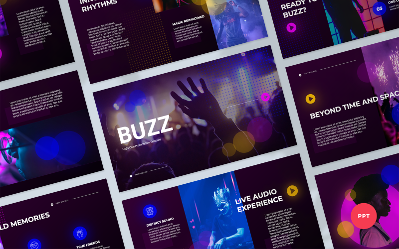 Buzz - modelo de PowerPoint de apresentação de boate