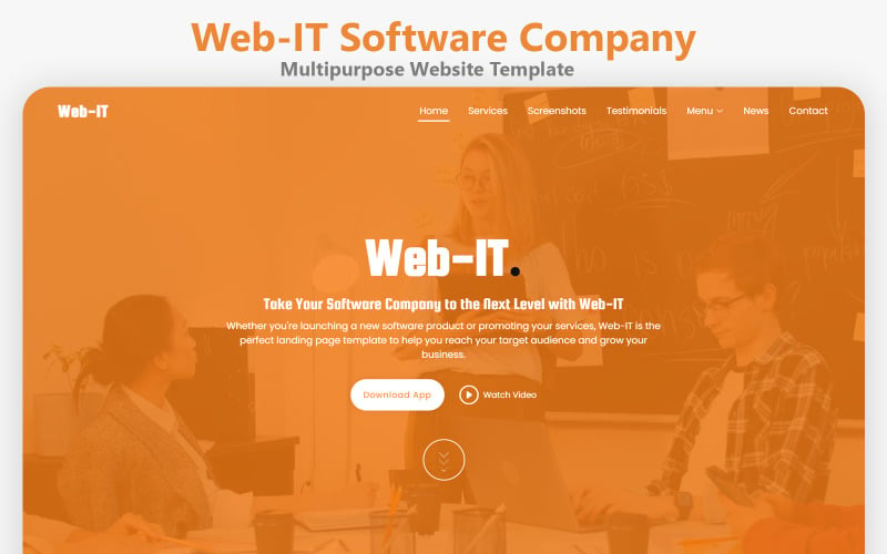Modèle de page de destination d'une société de logiciels Web-IT