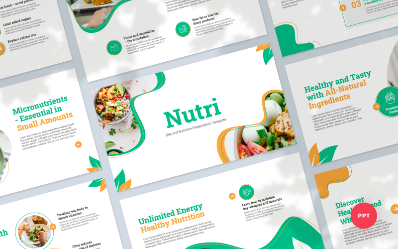 Nutri – diéta és táplálkozás bemutató PowerPoint sablon
