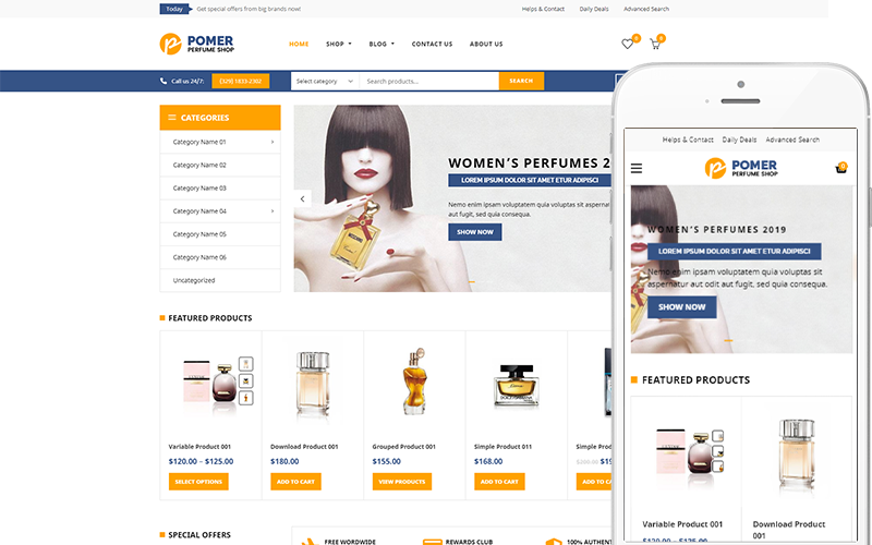 Pomer - тема для магазину парфумів Тема WooCommerce