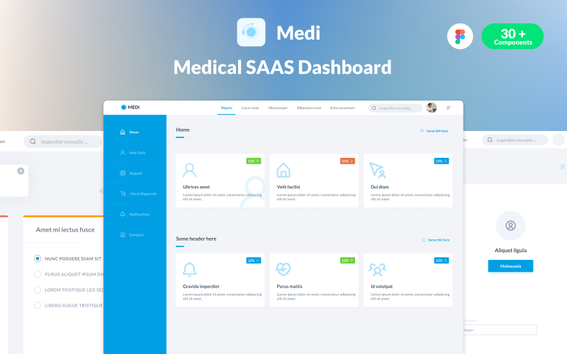 Medi - Gebruikersinterface voor medisch dashboard voor Figma