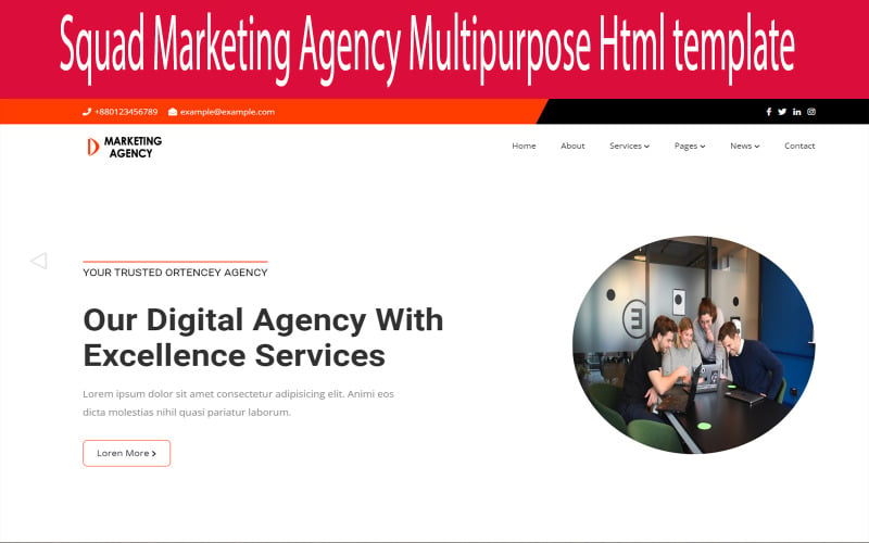 Modèle HTML polyvalent de l'agence de marketing Squad