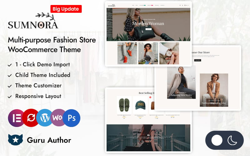 Sumnora - Thème réactif Elementor WooCommerce pour boutique de mode polyvalente