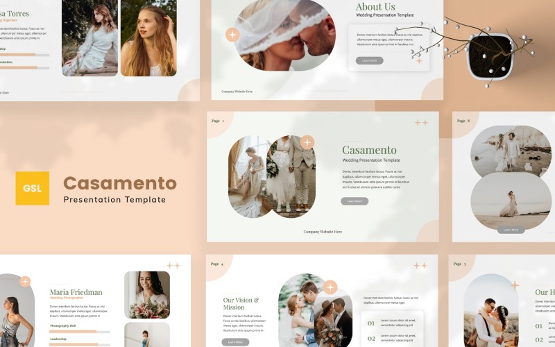 Casamento - Modèle de diapositives Google de mariage