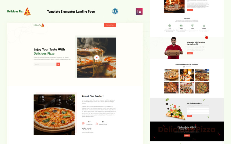 Delicioso Pizza- Pizza Restaurant Elementor Landing page Template