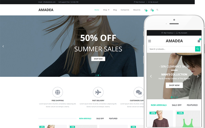 Amadea – адаптивна тема WordPress WooCommerce