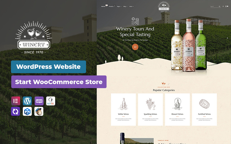 Bodega - Un viñedo moderno y bebidas - Tema receptivo multipropósito de WooCommerce