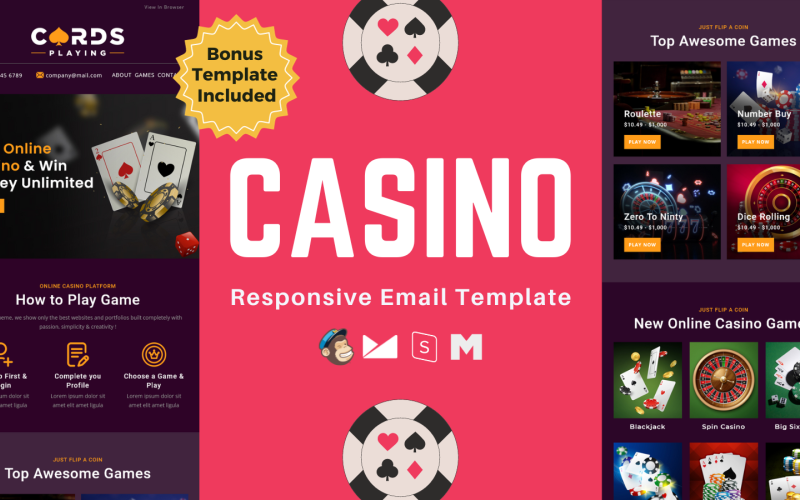 Jeux de casino – Modèle de newsletter par e-mail réactif