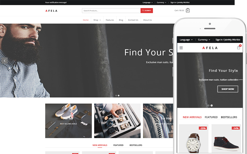 Afela — тема для модного магазина WooCommerce Theme