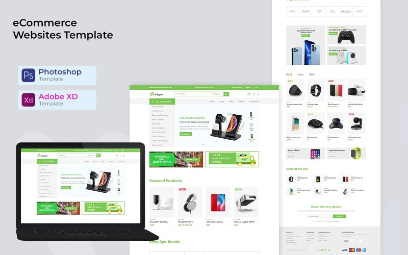 Dropshipping e-commerce web PSD & XD-sjabloon