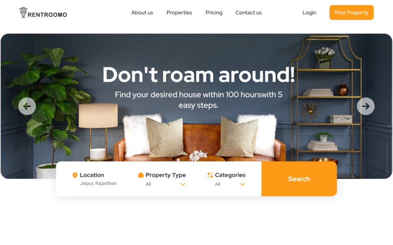 Room-Rent web sitesi (Çok amaçlı ön uç Tema)