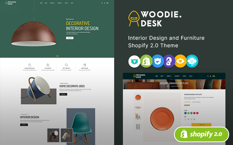 Woodie - Tema Shopify 2.0 per design d'interni, decorazioni per la casa e mobili