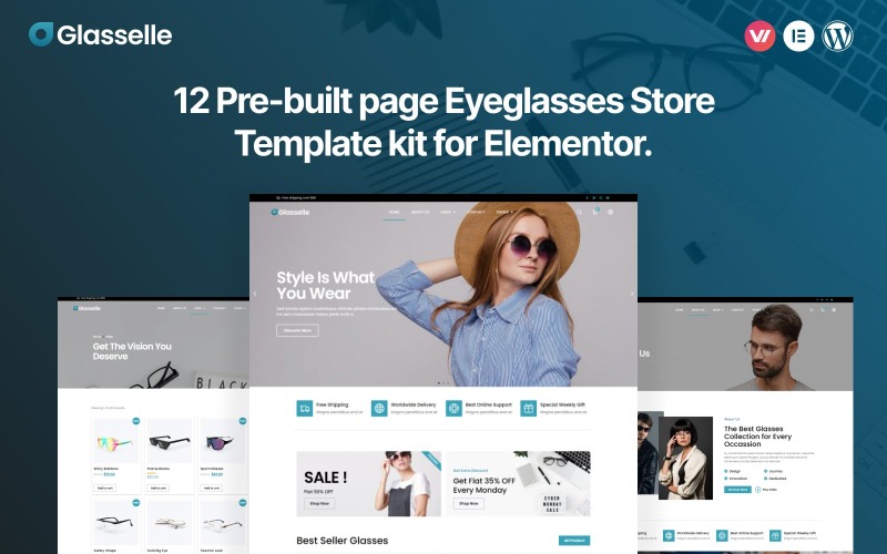 Glasselle -高级眼镜商店元素模板工具包
