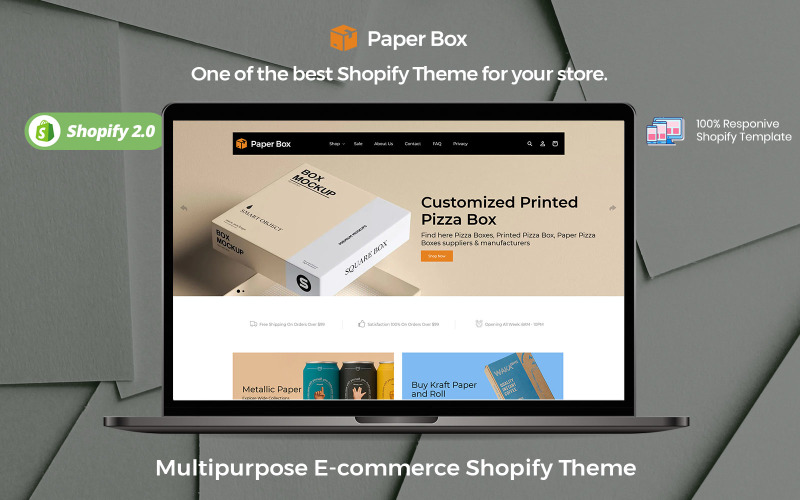 纸盒打印:Shopify OS 2主题.0 para libros de papel kraft