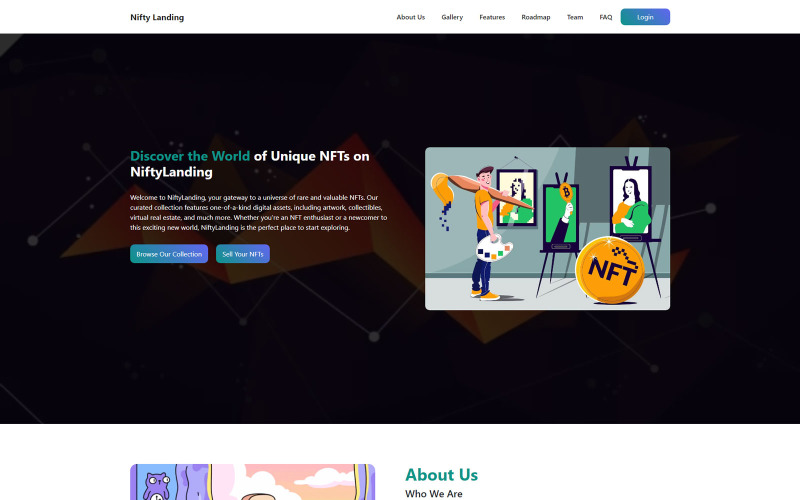 Nifty Landing - NFT Açılış sayfası şablonu