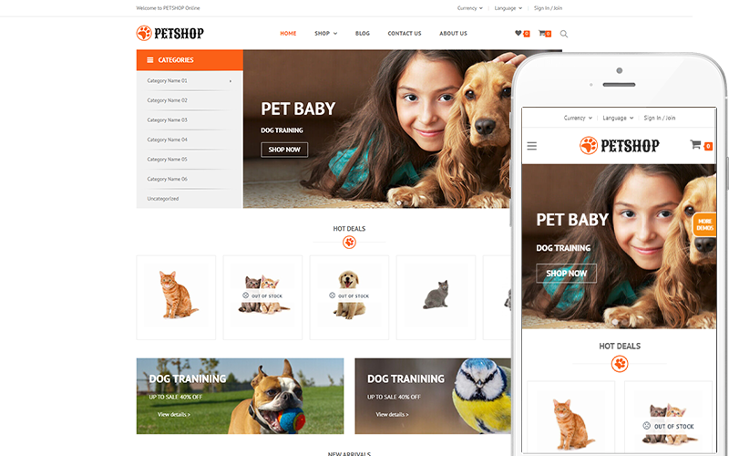 Pet Shop - тема для домашніх тварин і ветеринарів. Тема WooCommerce