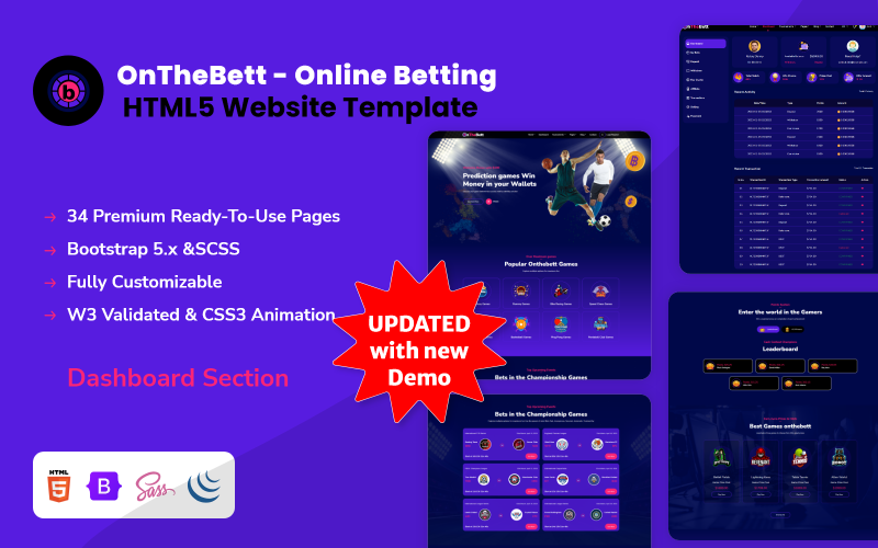 OnTheBett – HTML5-шаблон веб-сайту для ставок онлайн
