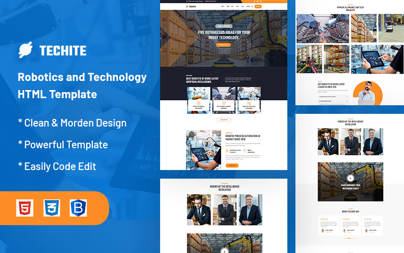 Techite - Sjabloon voor website over robotica en technologiediensten