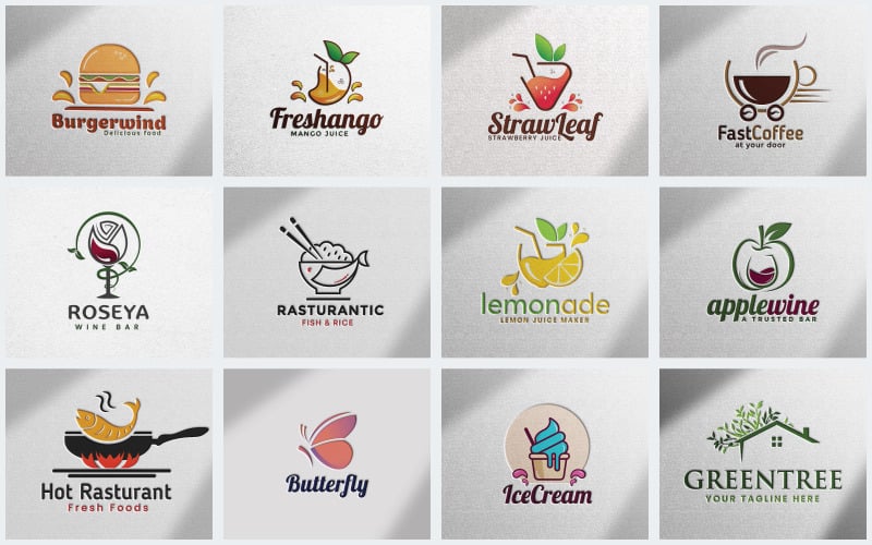 最好的13个食物或餐馆可编辑的标志设计模板