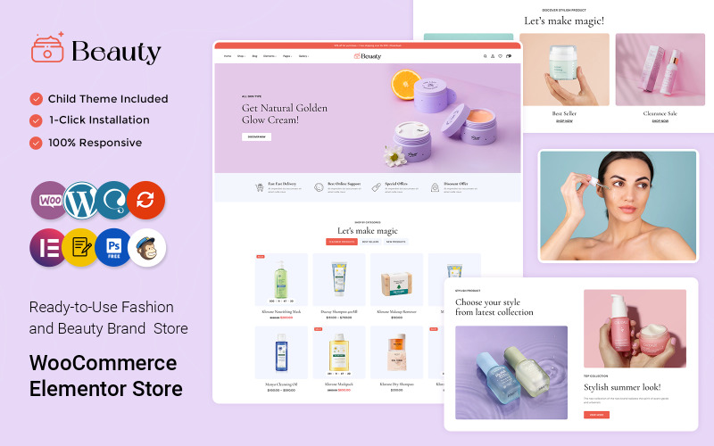 Краса – магазин засобів по догляду за шкірою, косметики та СПА-тем WooCommerce Elementor
