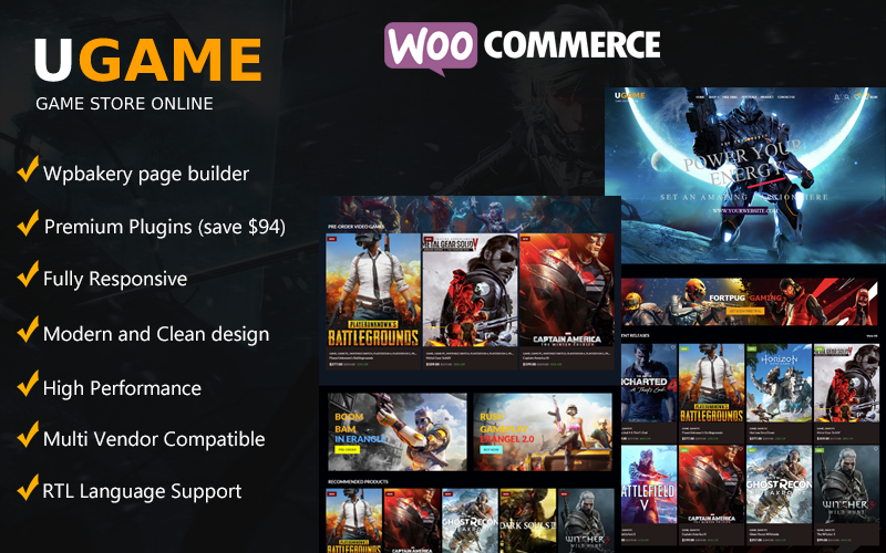 Ugame - WooCommerce主题的游戏商店