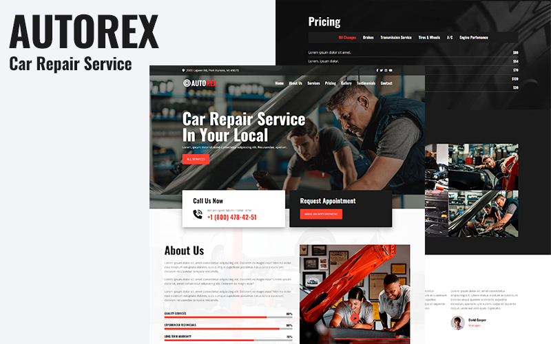 Autorex - modelo HTML5 de serviço de reparo de automóveis