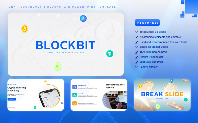 Blockbit - Криптовалюта и Блокчейн Шаблоны презентаций PowerPoint