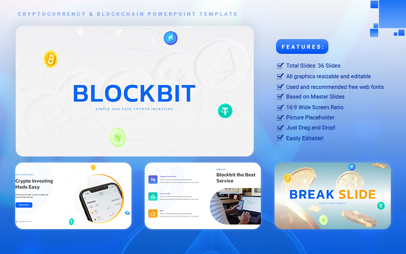 Blockbit -用于加密货币和区块链的powerpoint模板