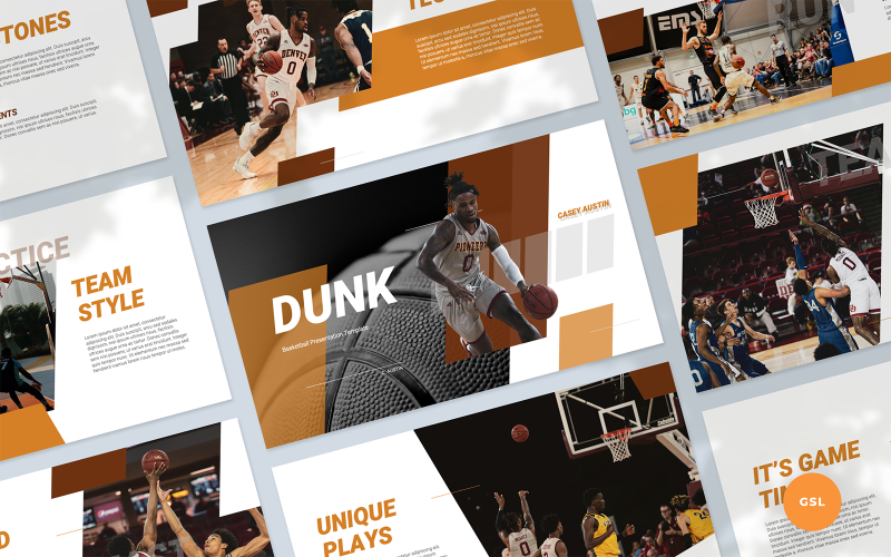 Dunk - Basketbalpresentatie Google Slides-sjabloon