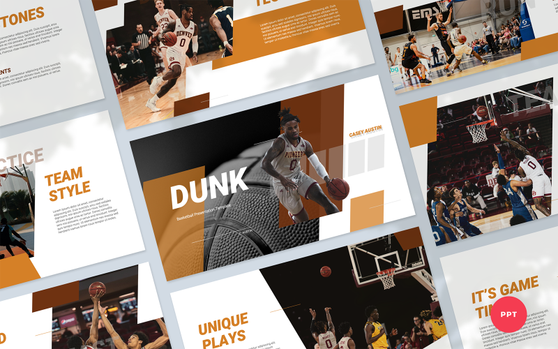 Dunk - kosárlabda bemutató PowerPoint sablon