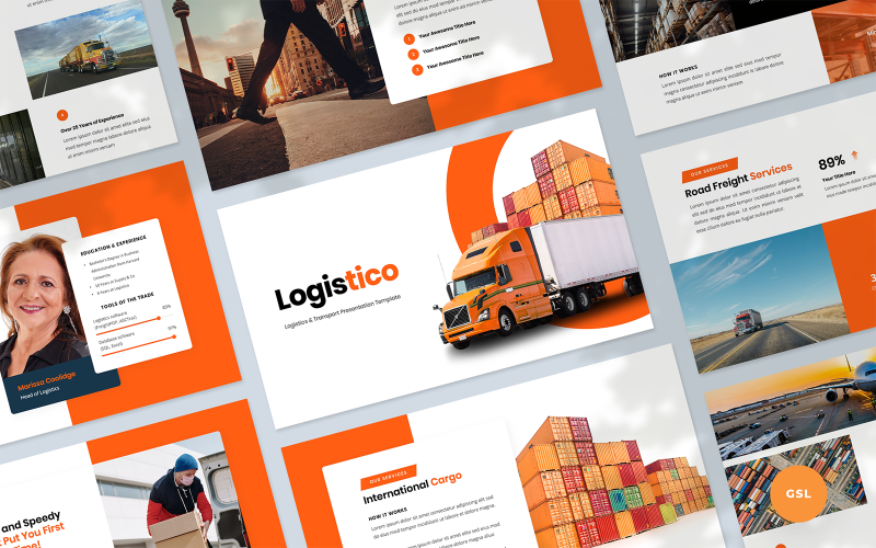 Logistico - Logística e 交通工具 Apresentação Modelo de 谷歌的幻灯片