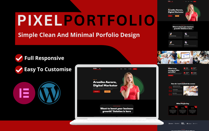 Pixelportfolio - Unikalny i minimalistyczny motyw portfela wordpress