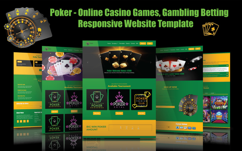 Poker - Onlinekasinospel, Hasardspel Responsive Website Mall