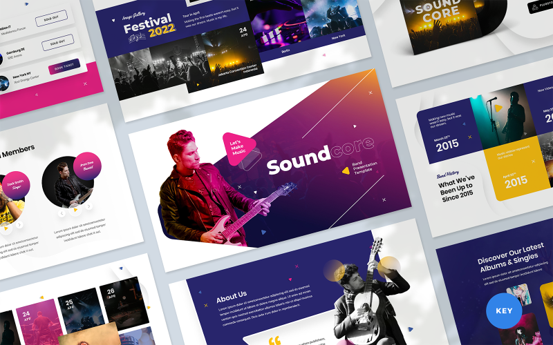 Soundcore - Keynote-mall för presentation av musikvarumärke