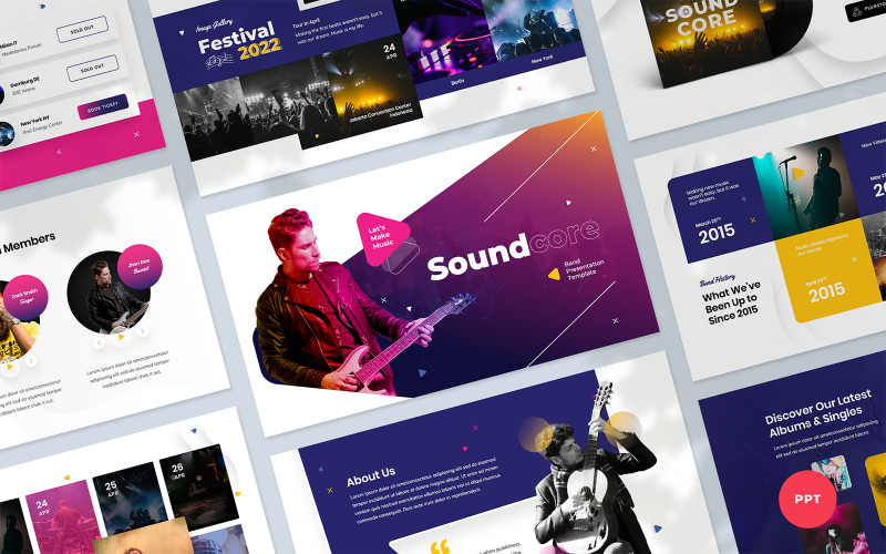 Soundcore - PowerPoint-sjabloon voor presentatie van muziekmerken