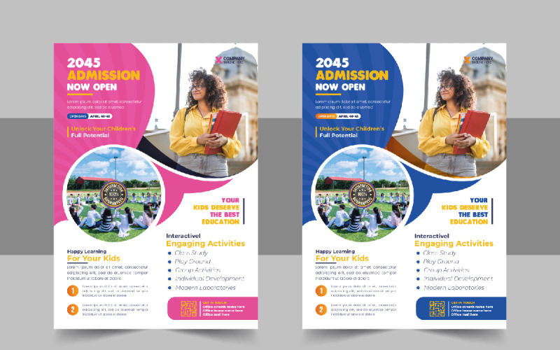 Creative School Admission Flyer oder Back to School Poster Template Design