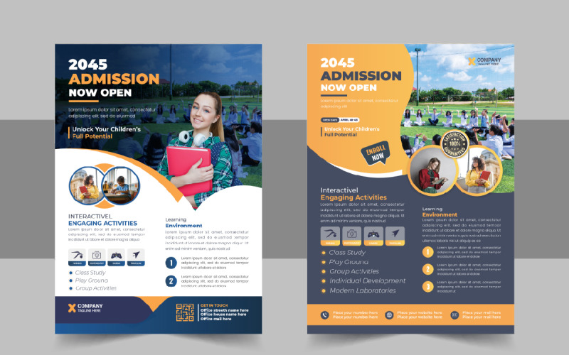 Creative School Admission Flyer oder Back To School Poster Template Layout