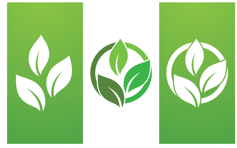 生态绿叶清新自然走绿树标志设计模板v21
