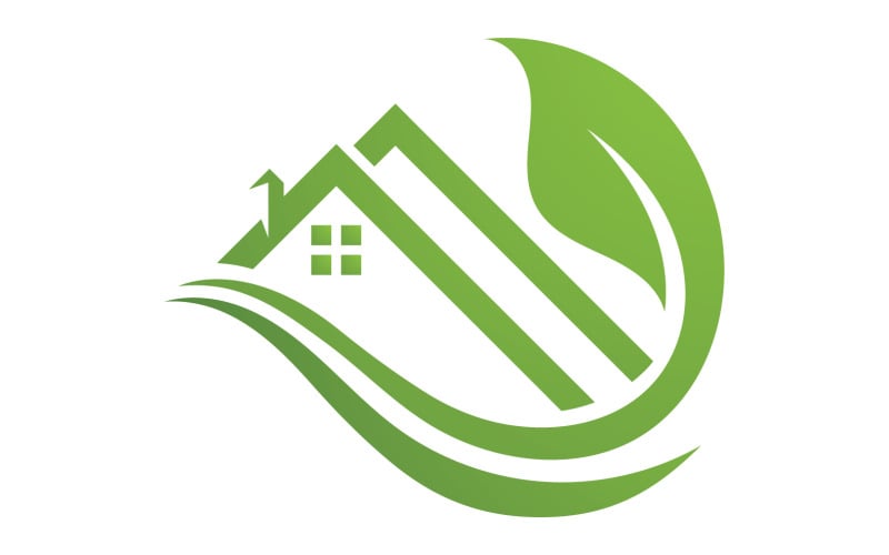 Green house leaf go green home logo vector v8