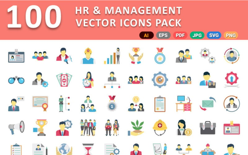 Iconos de vectores de recursos humanos y gestión